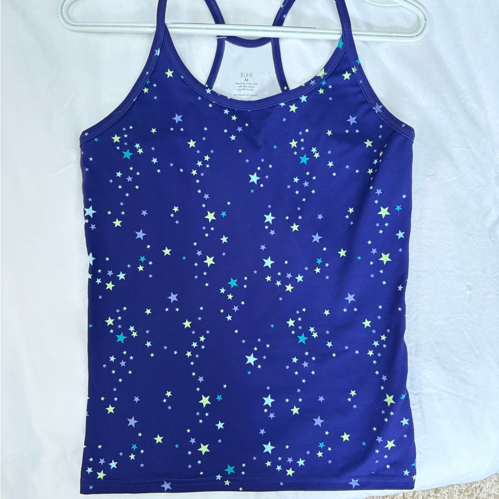 Fleo Purple Star Print Racerback Tank Top-full length NWOT